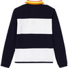 Long Sleeve Polo, White Navy Blue - Polo Shirts - 2