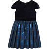 Holiday Dual Fabric Dress, Navy Blue - Dresses - 2