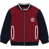 Baby Varsity Jacket, Burgundy - Jackets - 1 - thumbnail