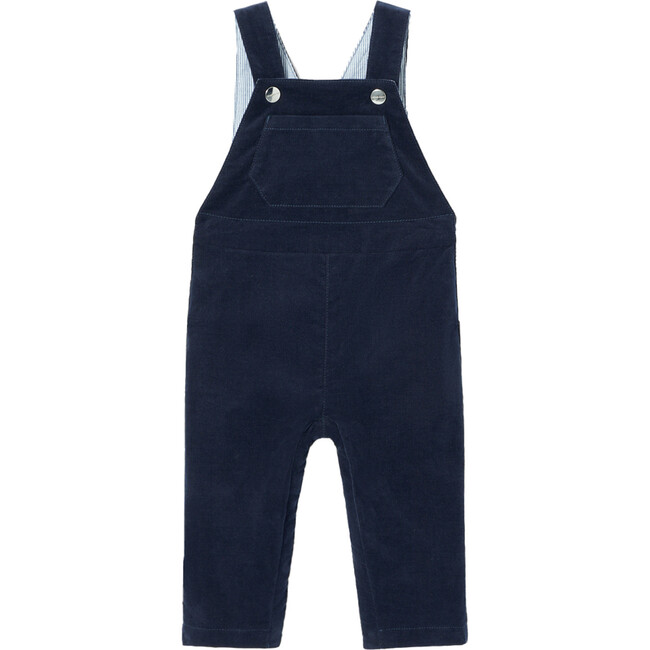 Baby Velour Overalls, Navy Blue - Overalls - 1