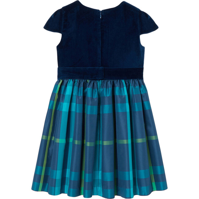 Holiday Dual Fabric Dress, Blue Multi