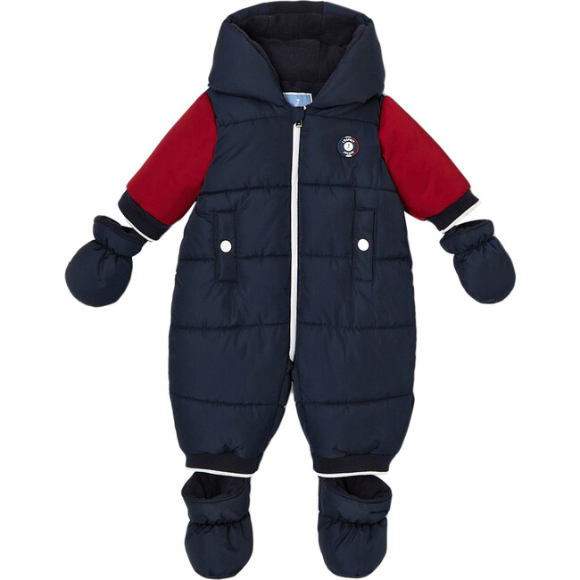 Baby Snowsuit, Navy Red - Snowsuits - 1