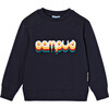 Sweatshirt With Inscription, Navy Blue - Sweatshirts - 1 - thumbnail