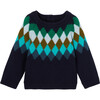 Baby Jacquard Sweater, Navy Blue - Sweaters - 1 - thumbnail