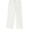 Flared Velour Pants, White Cotton - Pants - 1 - thumbnail