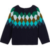 Baby Jacquard Sweater, Navy Blue - Sweaters - 2