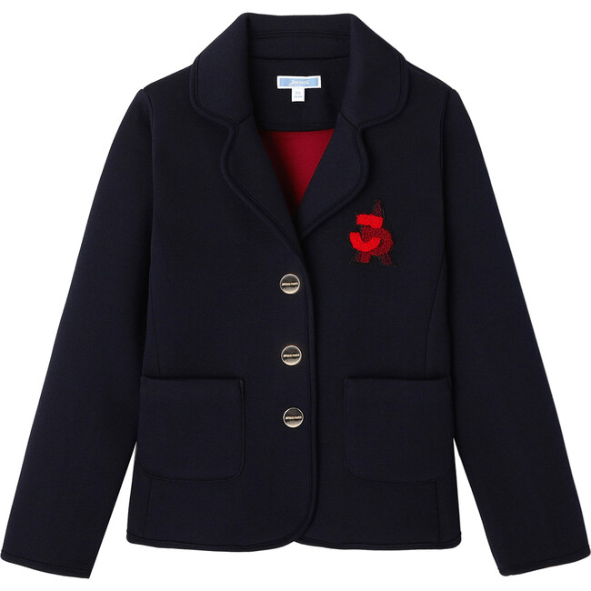 Fitted Jacket, Navy Blue - Jackets - 1