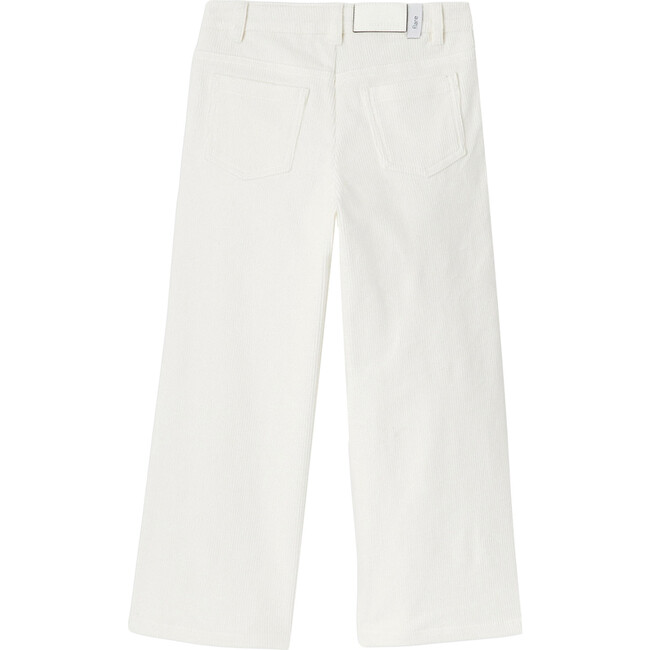 Flared Velour Pants, White Cotton - Pants - 2