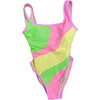 Women's Ocean Isle Sleeveless One Piece, Neon Wave Print/Sherbet - One Pieces - 1 - thumbnail