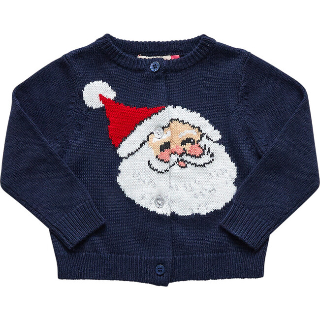 Holiday Sweater With Sparkling Buttons, Santa