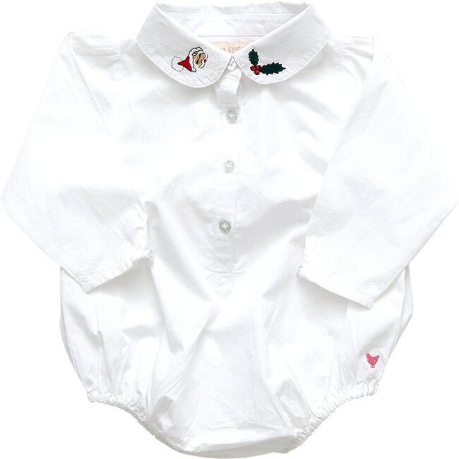 Santa Claus Collar Bodysuit, Holiday Embroidery