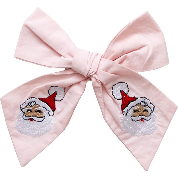 Holiday Bow With Removable Alligator Clip, White Santa