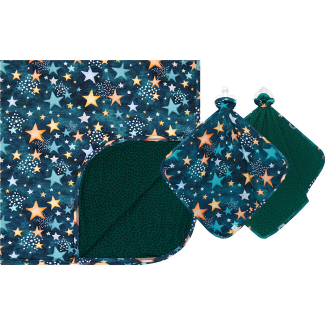 Rogan Double Sided Patoo & Lovey Set, Navy - Blankets - 1