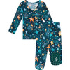 Rogan Tie Front Kimono Set, Navy - Two Pieces - 1 - thumbnail
