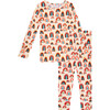 Skyla Long Sleeve Basic Pajama Set, Beige - Two Pieces - 1 - thumbnail
