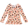 Skyla Long Sleeve Ruffled Loose Fit T-Shirt, Beige - T-Shirts - 1 - thumbnail
