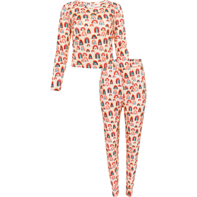 Women's Skyla Long Sleeve Scoop Neck & Jogger Pajama Set, Beige - Two Pieces - 1