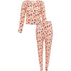 Women's Skyla Long Sleeve Scoop Neck & Jogger Pajama Set, Beige - Two Pieces - 1 - thumbnail