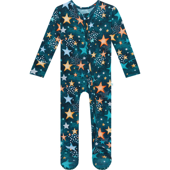Rogan Footie Zippered One Piece, Navy - Bodysuits - 1