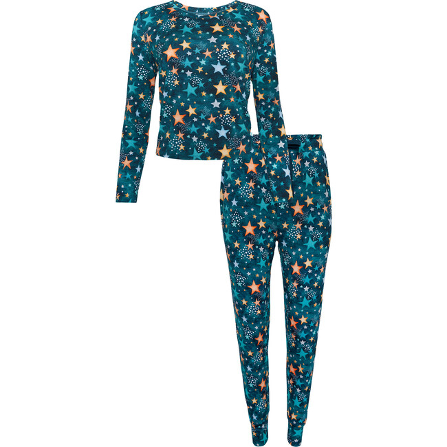 Women's Rogan Long Sleeve Scoop Neck & Jogger Pajama Set, Navy - Two Pieces - 1