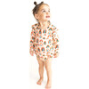 Skyla Long Sleeve Ruffled Bubble Romper, Beige - Rompers - 2