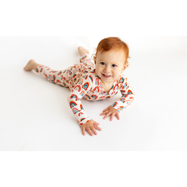 Skyla Long Sleeve Ruffled Basic Romper, Beige - Rompers - 5