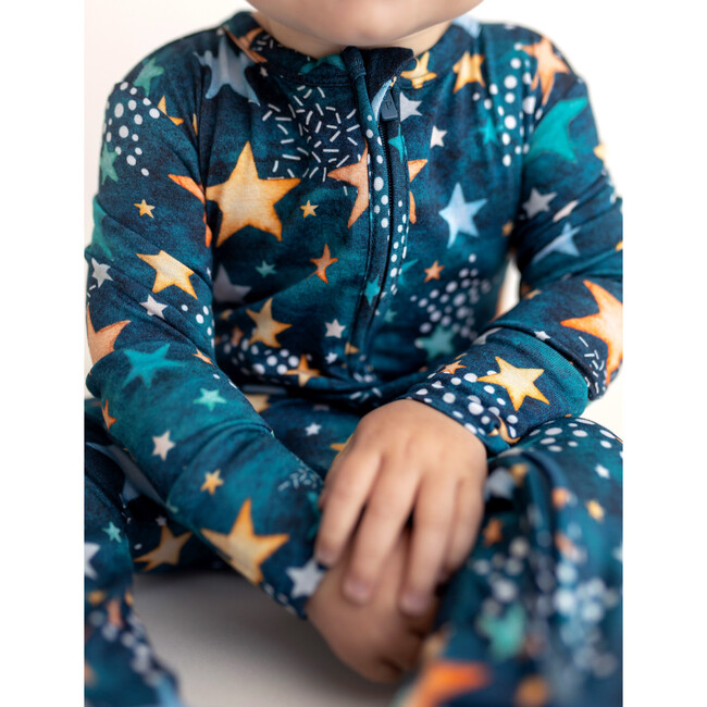 Rogan Footie Zippered One Piece, Navy - Bodysuits - 4