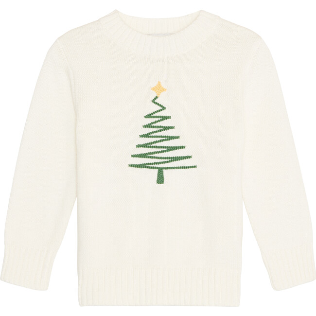 Kids Christmas Tree Sweater, White