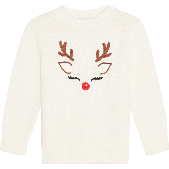 Kids Reindeer Sweater, White