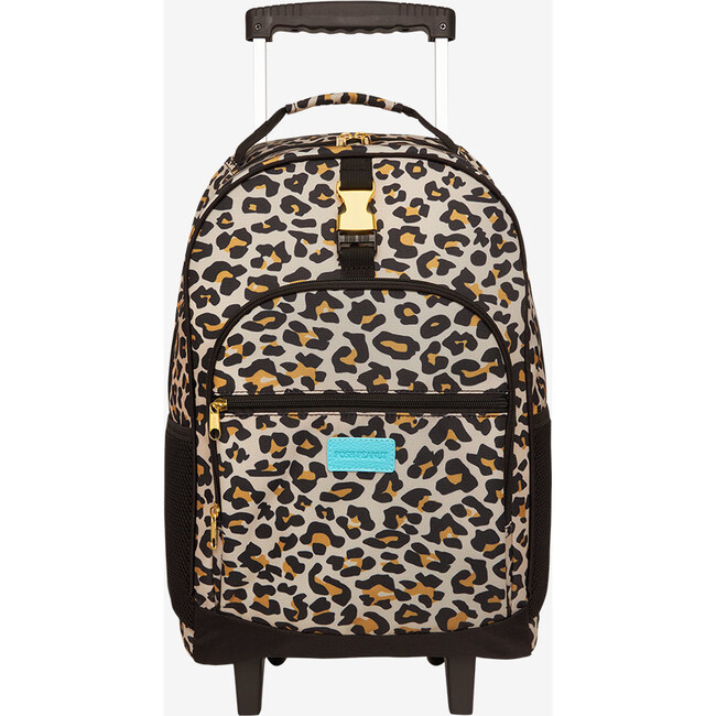 Lana Leopard Rolling Backpack, Tan