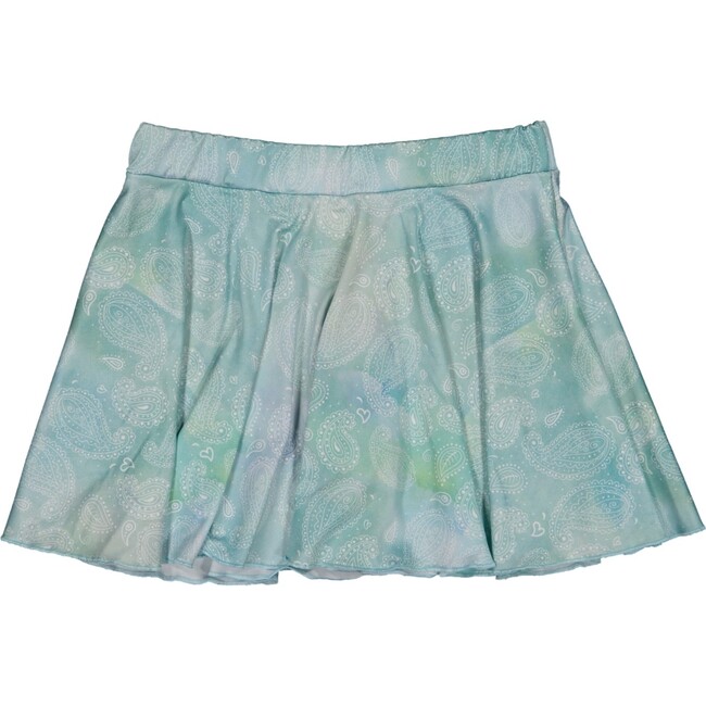 Special Tie-Dye Skirt With Shorts, Aqua Blue White - Skirts - 1