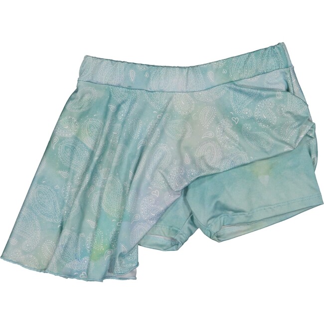 Special Tie-Dye Skirt With Shorts, Aqua Blue White - Skirts - 2
