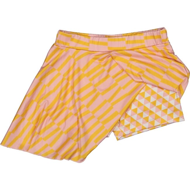 Funny Stripes Skirt With Shorts, Pink Yellow White