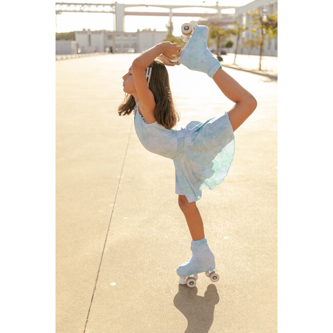 Special Tie-Dye Skirt With Shorts, Aqua Blue White - Skirts - 3