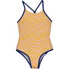 Funny Stripes One Piece Swimsuit, Pink Yellow Blue - One Pieces - 1 - thumbnail