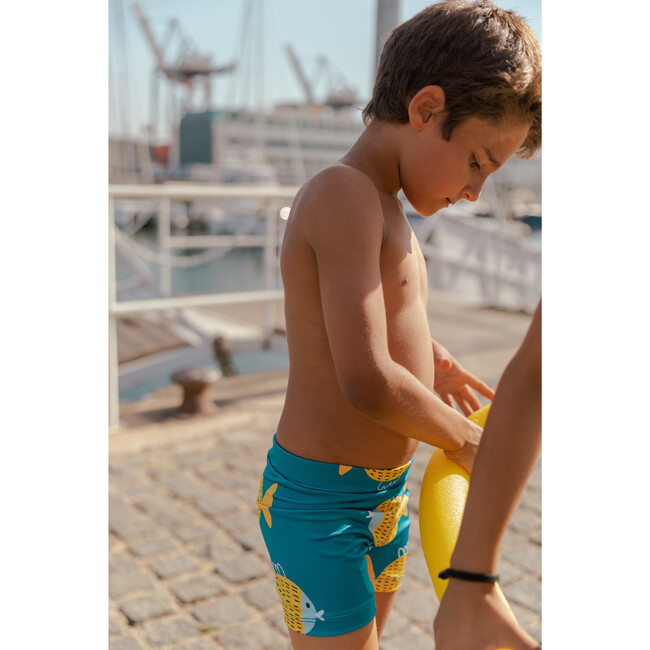 Under The Sea Lycra Shorts, Blue - Swim Trunks - 3