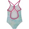 Sweet Tie-Dye One Piece Swimsuit, Pink Aqua Blue - One Pieces - 2