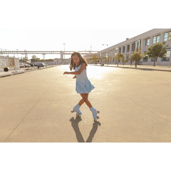 Special Tie-Dye Skirt With Shorts, Aqua Blue White - Skirts - 4