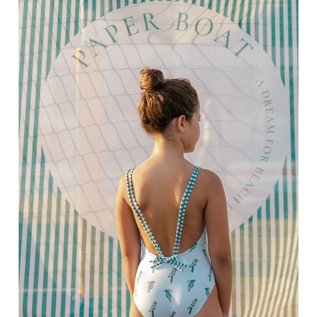 Birdies One Piece Swimsuit, Blue Green - One Pieces - 3