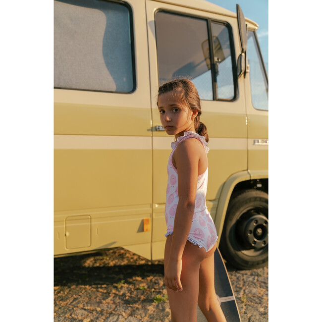 Fluffy Sheep One Piece Swimsuit, White Pink Black - One Pieces - 6