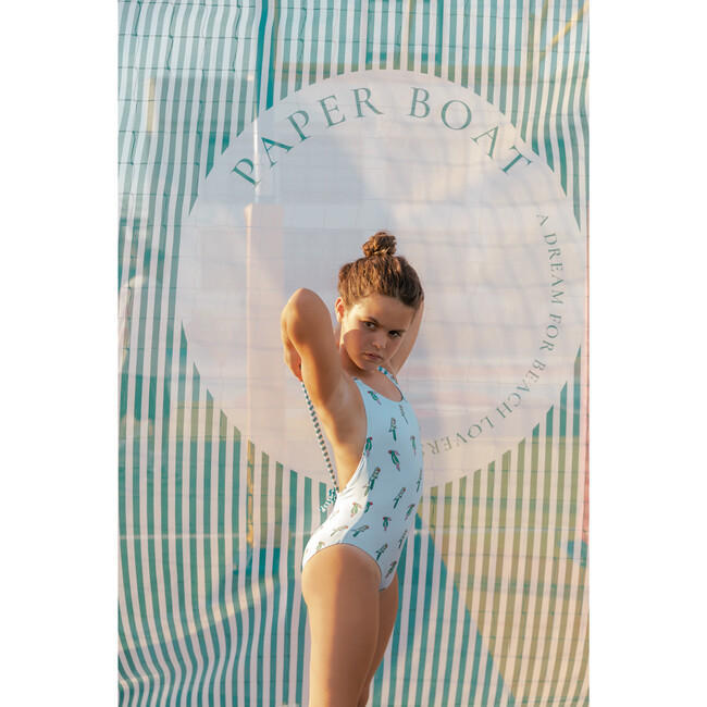 Birdies One Piece Swimsuit, Blue Green - One Pieces - 4
