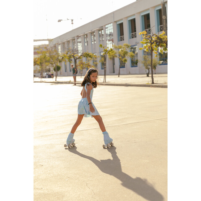 Special Tie-Dye Skirt With Shorts, Aqua Blue White - Skirts - 7