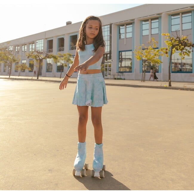 Special Tie-Dye Crop Top, Aqua Blue White - T-Shirts - 7