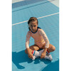 Funny Stripes Rash Guard One Piece Swimsuit, Pink Yellow White Blue - Rash Guards - 5