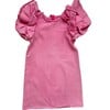 Pink Princess Ruffle Denim Dress, Pink - Dresses - 1 - thumbnail