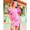 Pink Princess Ruffle Denim Dress, Pink - Dresses - 2