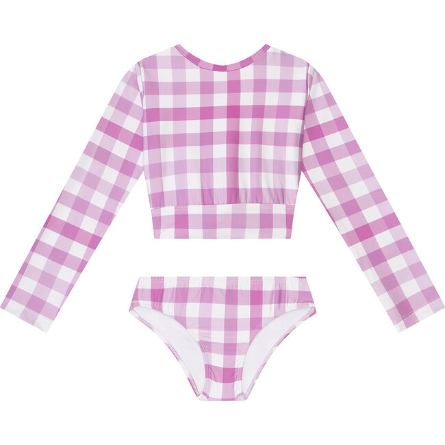 Alessia Long Sleeve Two-Piece Swimsuit, Pink Square - Two Pieces - 1