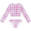 Alessia Long Sleeve Two-Piece Swimsuit, Pink Square - Two Pieces - 1 - thumbnail