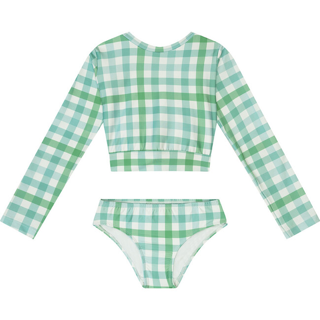 Alessia Long Sleeve Two-Piece Swimsuit, Green Square