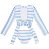 Alessia Long Sleeve Two-Piece Swimsuit, Blue Stripes - Two Pieces - 2
